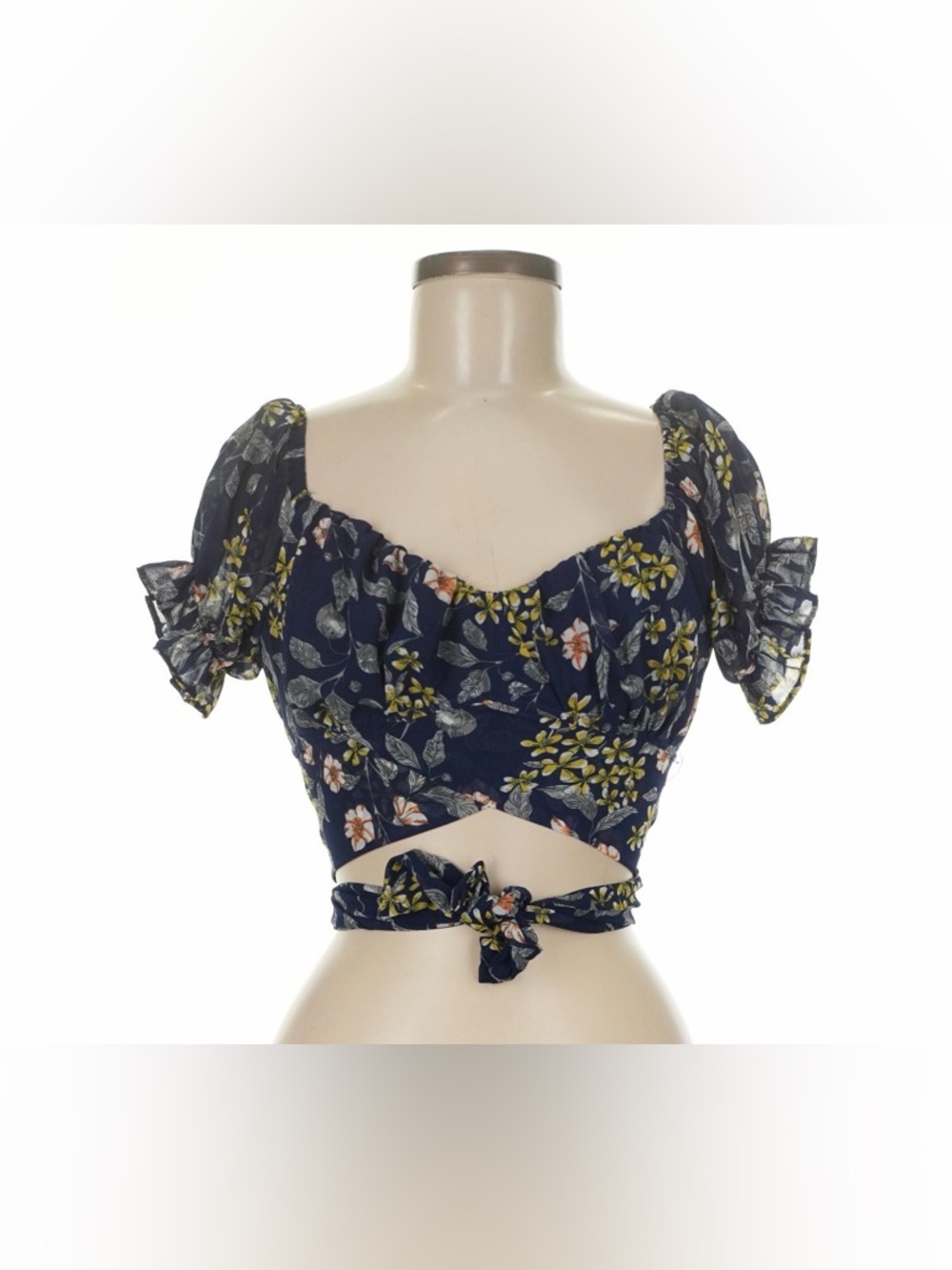 Papermoon Navy Floral Wrap Crop Top